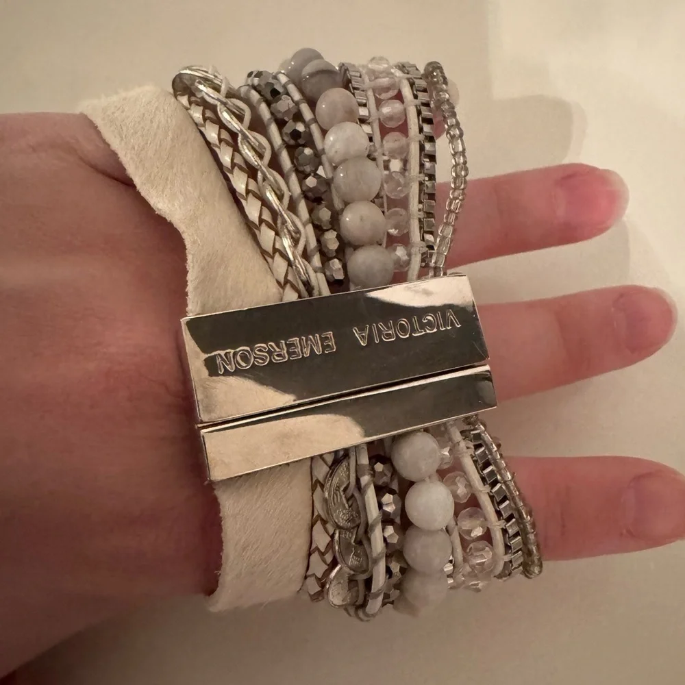 Victoria Emerson Silver and White Multi-Strand Bracelet